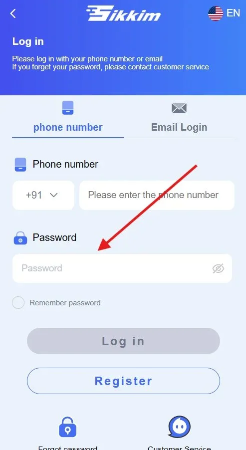 Enter the account password
